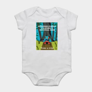 Redwood Forest National Park California travel poster Baby Bodysuit